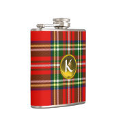 FLASQUES TARTAN ÉCOSSE ROUGE, TOPAZ JAUNE MONOGRAMME EN PIE (Droite)