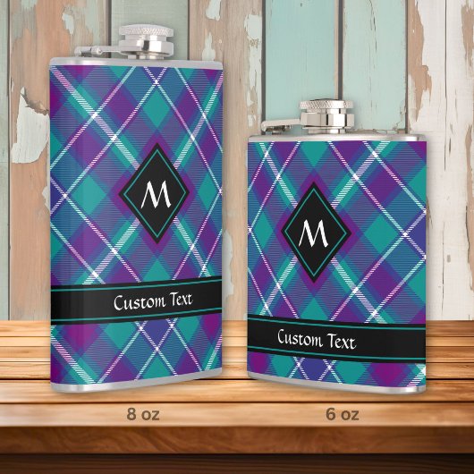 Flasques Tartan Vert de Mer, Violet et Bleu