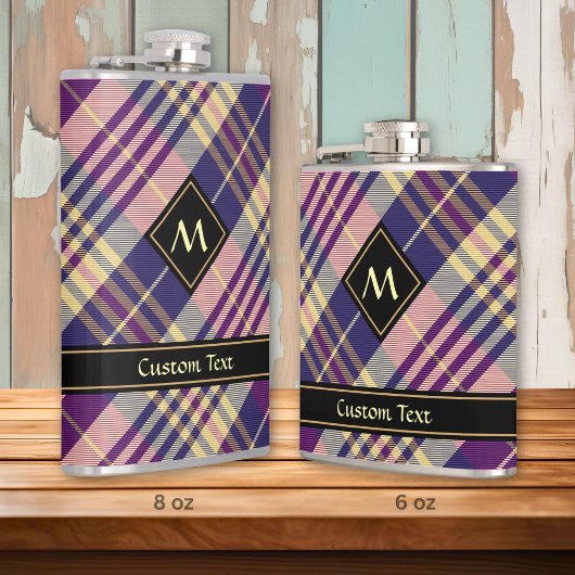 Flasques Tartan Violet, Or et Bleu