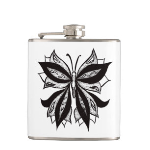 Flasques Tatouage Tribal Noir Et Blanc Papillon