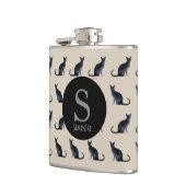 Flasques Taupe Aquarelle noir Chat Monogramme (Gauche)