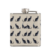 Flasques Taupe Aquarelle noir Chat Monogramme (Dos)