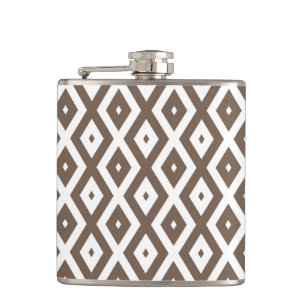 Flasques Taupe motif diamant brun et blanc