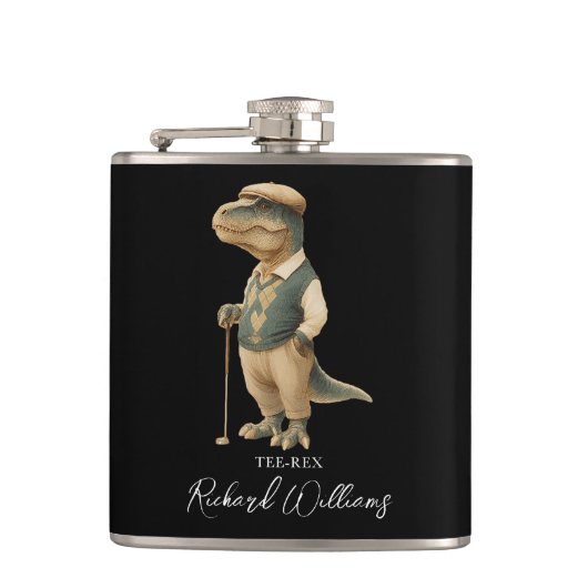 Flasques Tee-Rex golfeur dinosaure signature nom cool (Devant)
