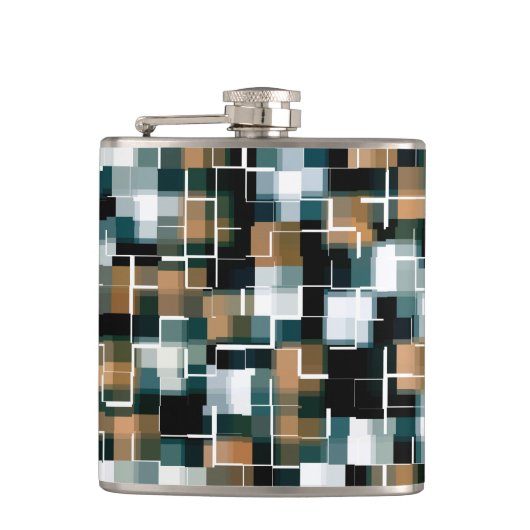 Flasques Tendance Turquoise Brown noir blanc plaid (Devant)