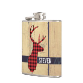 Flasques Tête de cerf avec Antlers - Rouge rustique Plaid (Gauche)