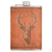 Flasques tête de cerfs gaufrés en cuir. (Devant)