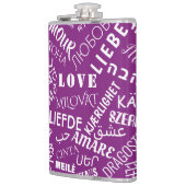 Flasques Texte d'amour multi-lingile de la fiole violette - (Gauche)