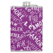 Flasques Texte d'amour multi-lingile de la fiole violette - (Dos)