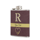 Flasques Texture en cuir Monogramme personnalisé avec amour (Gauche)