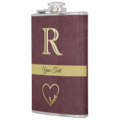 Flasques Texture en cuir Monogramme personnalisé avec flaco (Gauche)