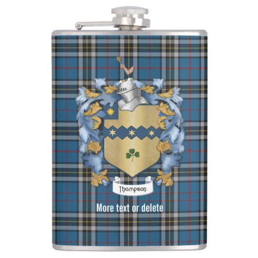 Flasques Thompson Family Crest et Tartan Plaid (Devant)