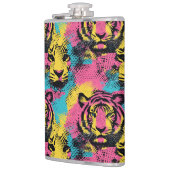 Flasques Tiger Pop Art Motif en rose, jaune et bleu (Gauche)