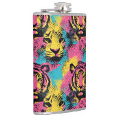 Flasques Tiger Pop Art Motif en rose, jaune et bleu (Droite)
