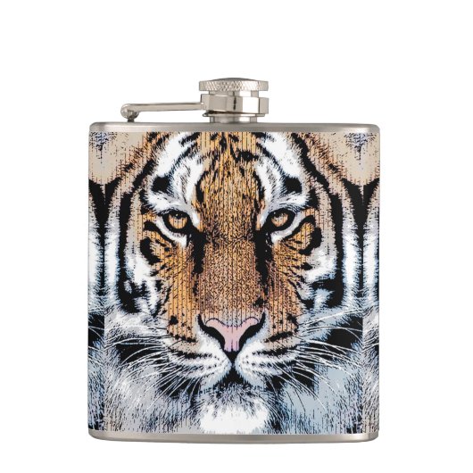 Flasques Tiger rayures Portrait dans Graphic Press Style (Devant)