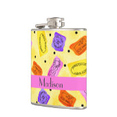 Flasques Timbres vintage jaune Passeport Nom Personnalisé (Gauche)