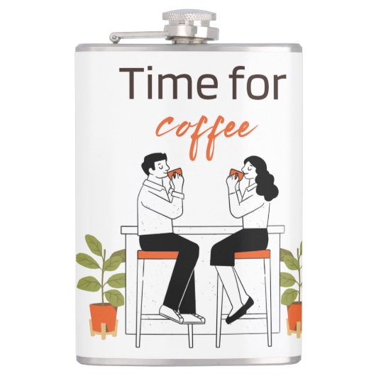 Flasques Time for Coffee Cute Couple Illustratio Mug, 15 oz (Devant)