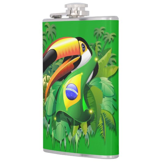 Flasques Toco Toucan avec drapeau brésilien (Gauche)