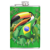 Flasques Toco Toucan avec drapeau brésilien (Devant)