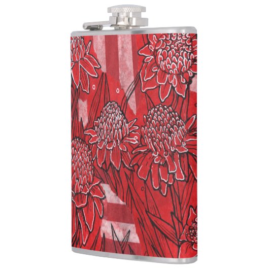 Flasques Torch Ginger Lily, Fleurs rouges Tropical Floral A (Gauche)