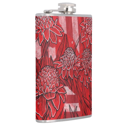 Flasques Torch Ginger Lily, Fleurs rouges Tropical Floral A (Droite)