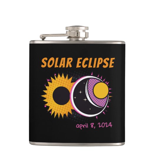 Flasques Total éclipse solaire 2024 pop art design (Devant)
