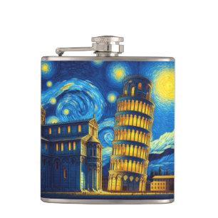 Flasques Tour Starry Night Leaning De Pise Italie