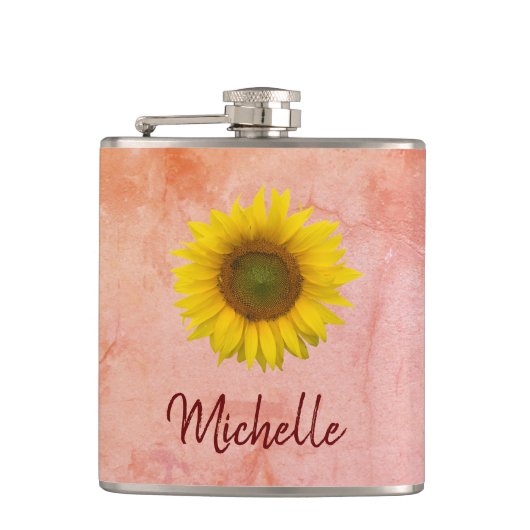 Flasques Tournesol Marbre rose Rouge Script Typographie Fla (Devant)