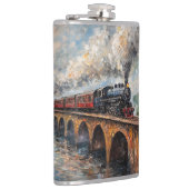 Flasques Train à vapeur sur un pont - Peinture à l'huile (Droite)