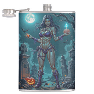 Flasques Traite d'Halloween ou ami Zombie w Cerveau