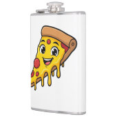 Flasques Tranche de pizza drôle et heureuse avec fromage ex (Gauche)
