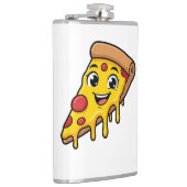 Flasques Tranche de pizza drôle et heureuse avec fromage ex (Droite)