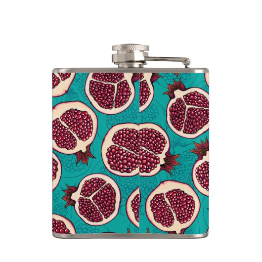 Flasques Tranches de grenade sur turquoise (Dos)