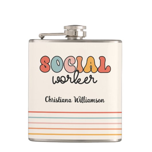 Flasques Travailleur social rétro personnalisé (Devant)