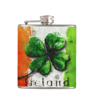 Flasques Trèfle/drapeau irlandais de l'Irlande d'aquarelle