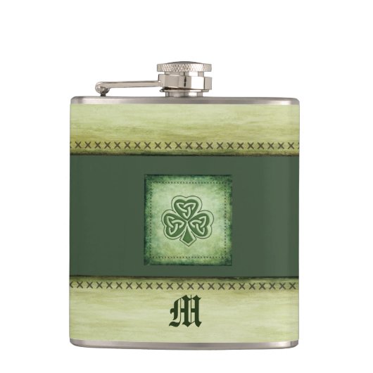 Flasques Trèfle irlandais monogramme vintage décontracté (Devant)