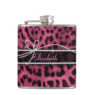 Flasques Trendy chic girly faux rose chaud poil léopard