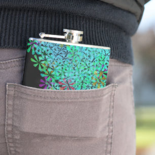 Flasques Trendy Emerald Green Fractal sur Black