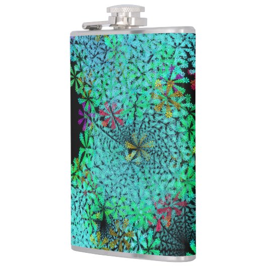 Flasques Trendy Emerald Green Fractal sur Black (Gauche)