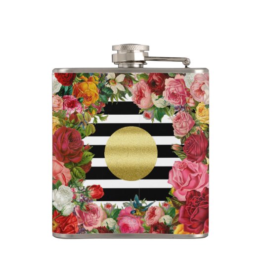 Flasques Trendy Monogram Stripes Rose Fleurs Parties scinti (Dos)