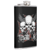 Flasques Trois crânes avec motocyclette à hélico rouge (Droite)