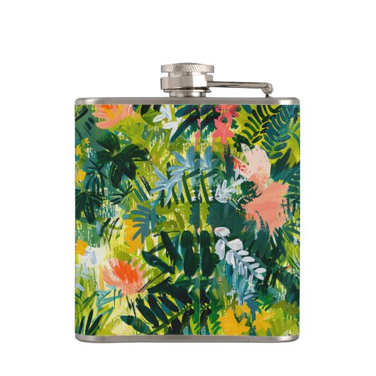 Flasques Tropical Green Abstrait Botanical Monogrammé (Dos)