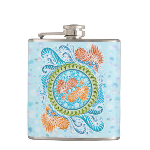 Flasques Tropical Koi Mandala Art Zen Océan Vibrant