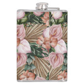 Flasques Tropical rose Peache fleurs jungle feuille (Dos)