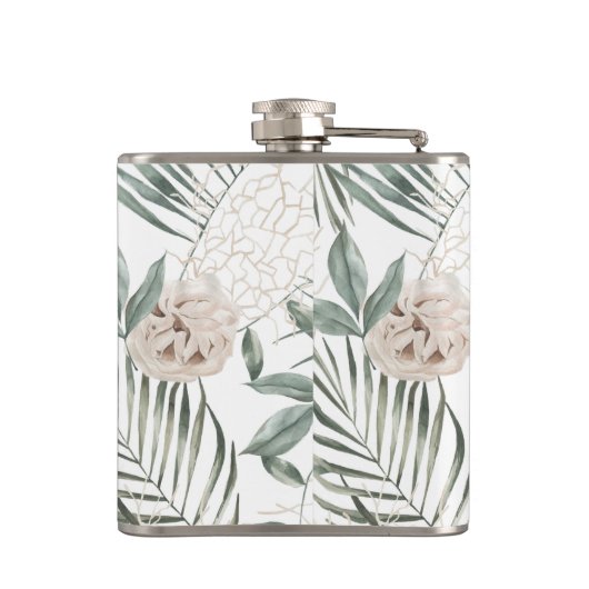 Flasques Tropical Watercolor Leaves & Flowers Pattern (Dos)