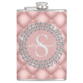 Flasques Tufted Sparkly Diamonds Blush Pink Monogram  (Devant)