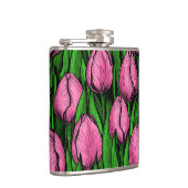 Flasques Tulières roses avec feuilles verts (Droite)