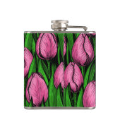 Flasques Tulières roses avec feuilles verts (Dos)