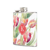 Flasques Tulipes d'aquarelle colorée avec Monogramme (Gauche)