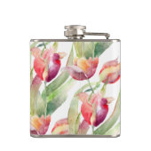 Flasques Tulipes d'aquarelle colorée avec Monogramme (Dos)
